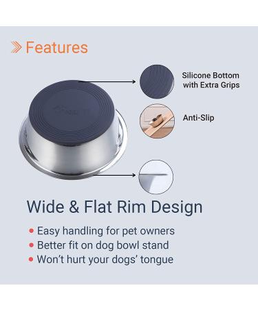 Peggy11 6-Cup Stainless Steel Anti-Slip Dog Bowls - Set of 2 - Buy Online on GoSupps.com