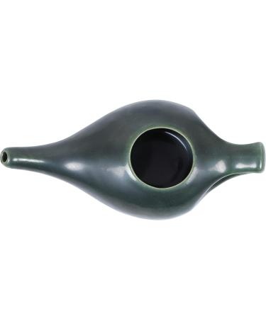Leak Proof Durable Porcelain Ceramic Neti Pot 300ml - Olive Green | Natural Sinus Treatment | Microwave & Dishwasher Safe - Buy Online on GoSupps.com