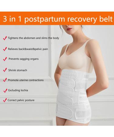 WANYI 4-Patch Postpartum Belly Wrap with Pelvis Belt - 2 in 1 C-Section Recovery Belt for Postpartum Support - White, Size L - Buy Online on GoSupps.com
