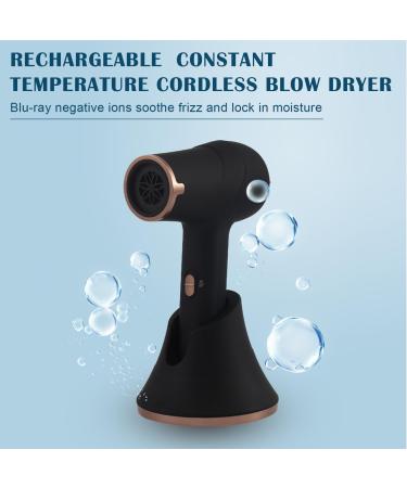 Black Cordless Hair Dryers Low-Heat Rechargeable Blow Dryer with 5000mAh Lithium Batteryr Haircare Nozzle Portable Travel Mini Blow Dryer Hot/Cold Air - Buy Online on GoSupps.com