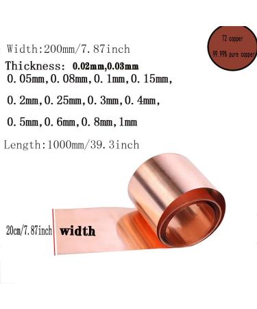 Jonoisax Pure Copper Foil Metal Copper Sheet Plate Cut Material Rolls- General Use DIY Or Contractors 200 * 1000Mm 0.03mm*200mm*1000mm - Buy Online on GoSupps.com