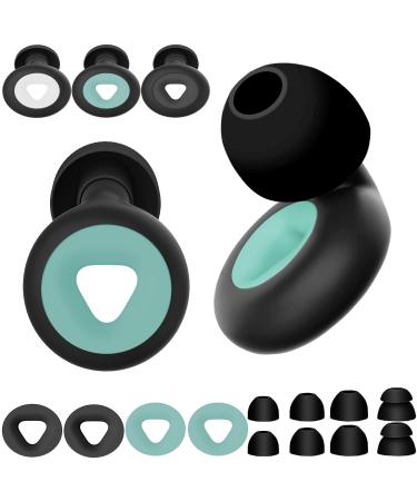 Ear Plugs for Sleeping Noise Cancelling-Reusable 26dB Noise Reduction Flexible Silicone Hearing Protection Washable 4 Pairs Ear tips and 3-Color Sound Track for Concerts Study Work
