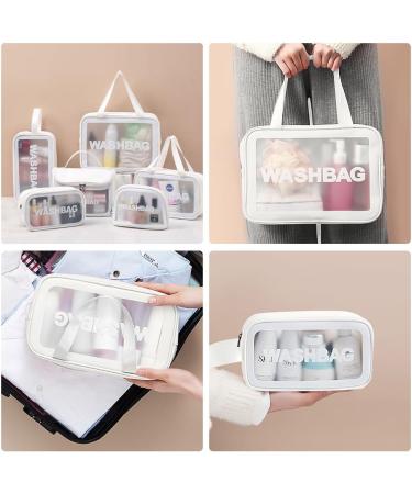 Aucuu 6 Pcs Clear Toiletry Bag Set - Waterproof Transparent Travel Wash Bags for Women and Girls (White) - Buy Online on GoSupps.com