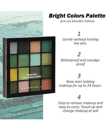 AMY'S DIARY 16-Color Green Glitter Eyeshadow Palette for Long-Lasting and Colorful Eye Makeup - Perfect for Christmas Women Girls - Buy Online on GoSupps.com