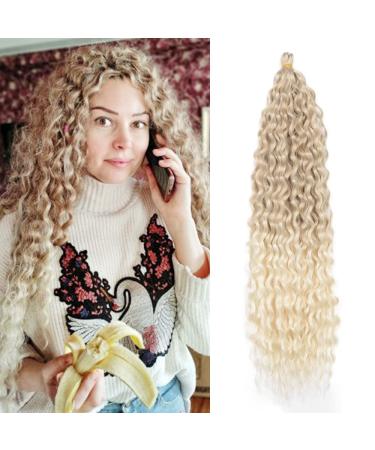 Deep Twist Crochet Hair Waterwell Twist Hair bundle Synthetic curly braided hairstyle hair extension ombre kinky curl braided hair part 22 inch 3 packs 22inch 24/613#