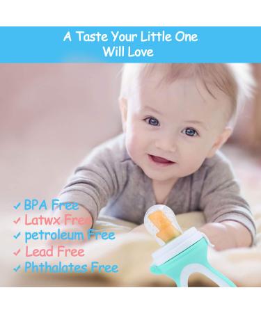 Baby Fruit Food Feeder Pacifier - 2 Pack Silicone Teething Toy with 6 Sac, 1 Clip (Cyan & Light Pink) - Buy Online on GoSupps.com
