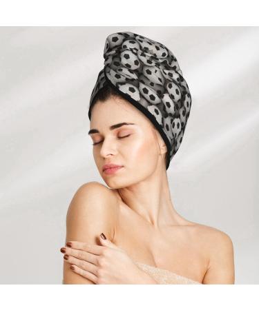 Soccer Sea Print Coral Velvet Hair Cap Towel for Women - Absorbent & Quick-Dry for Swimming & Wet Hair - Buy Online on GoSupps.com