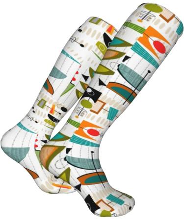 Shop Mid-Century Modern Santa Snowman Compression Socks | 15-20 mmHg Support for Running & Cycling - Unisex Design - Buy Online on GoSupps.com