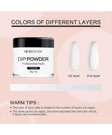 Morovan Dip Powder - Clear Nail Dipping Powder System 30g/1oz | Odor-Free, Long-Lasting DIY Nail Art for Home Salon | No Lamp Needed - Buy Online on GoSupps.com