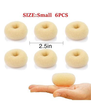 Kid's Blonde Hair Donut Bun Maker 6PCS - Small 2.5 Inch Beige Chignon Doughnut Shaper for Short Thin Hair - 6 Count - Buy Online on GoSupps.com
