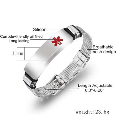 Free Engraving Stainless Steel Medical Alert Bracelet - Adjustable ID Bangle for Adults & Kids | Disease Awareness - Buy Online on GoSupps.com
