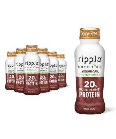 Ripple Vegan Protein Shake | Chocolate | 20g Nutritious Plant Based Pea Protein | Shelf Stable | No GMOs, Soy, Nut, Gluten, Lactose | 12 Oz, 12 Pack Chocolate 12 Fl Oz (Pack of 12)