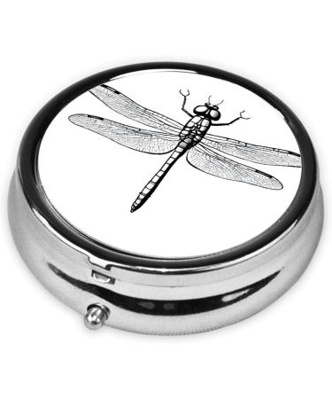 Dragonfly Round Pill Box - 3 Compartment Mini Decorative Organizer for Travel | Portable Vitamin & Medicine Holder - Buy Online on GoSupps.com