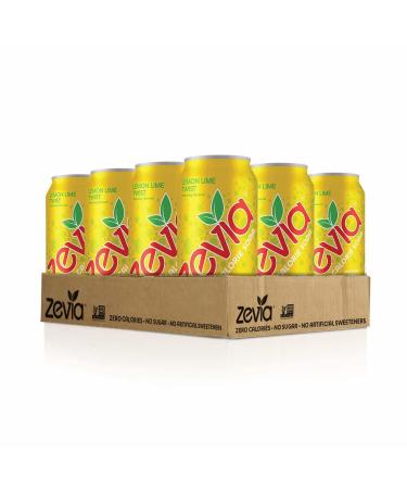 Zevia Zero Calorie Lemon Lime Twist Soda 16oz - 12 Pack | Refreshing Sparkling Drink - Buy Online on GoSupps.com