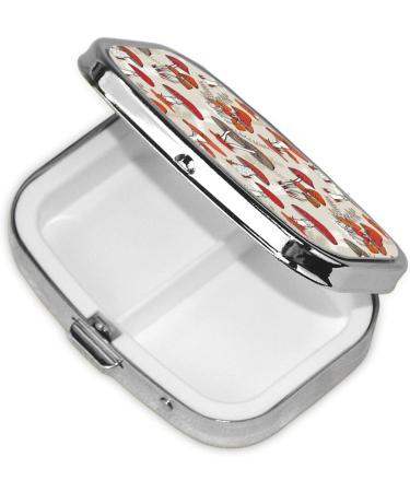 Red Mushrooms Print Square Pill Box | Mini Metal Medicine Storage | Perfect for Travel | One Size - Buy Online on GoSupps.com