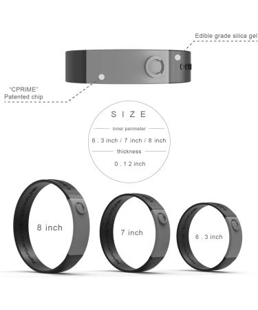 cPRIME Sport Balance Bracelet | Energy Silicone Wristband for Men and Women | Waterproof Sports Band | Black Grey M/7.1 - Buy Online on GoSupps.com