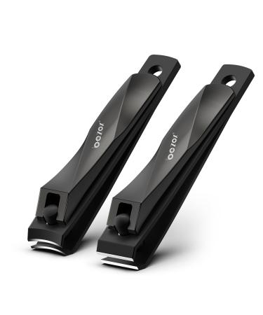 BEZOX Nail Clippers 2pcs Set - Straight Blade Toenail Clipper and Curved Blade Fingernail Clippers - Premium Nail Trimmer Cutter for Thick Nails and Ingrown Toenails BLACK - Buy Online on GoSupps.com