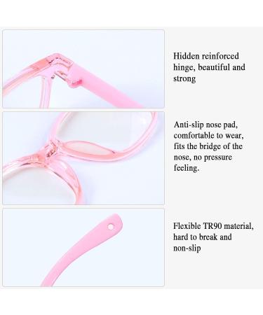 kurkip Blue Light Blocking Silica Glasses for Kids Children's Computer Glasses for Age 4-13 Unbreakable Frame Anti-Blue Ray Glasses With Case Anti UV400 & Eyestrain Pink - Buy Online on GoSupps.com