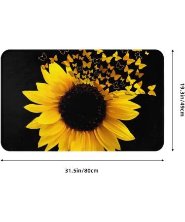Vanani Sunflower Floral Butterflies Art Flannel Non-Slip Carpet Easy To Take Care Of Moderate Thickness Suitable For Front Door Garage Door Back Door Bedroom And Kitchen. White One Size - Buy Online on GoSupps.com