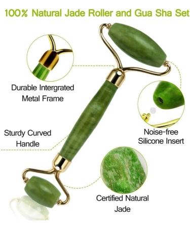 Aruiteng Jade Roller and Gua Sha Massager Tools Face Roller Face Massager Jade Stone Facial Roller for Eye Puffiness Skin Tightening Rejuvenation of The Face and Neck - Buy Online on GoSupps.com
