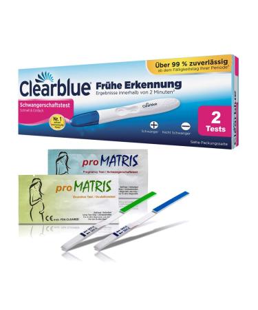 Advantage pack - 30 ovulation test 20 Miu/ml + 5 pregnancy test - stripes + 2 pieces clearblue pregnancy test easy with coloring test tip