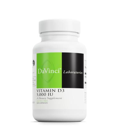 DAVINCI Labs Vitamin D3 5000 IU - Dietary Supplement to Support Healthy Teeth and Bones Cardiovascular Function and Immune Health* - with 5000 IU per Serving - Gluten-Free - 120 Capsules