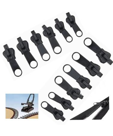 12PCS Fix-Zip-Puller Fix-Zipper-Removable Rescue Replacement Pack Zip Slider Repair Instant Kit for Coats Jacket Luggage(Black)