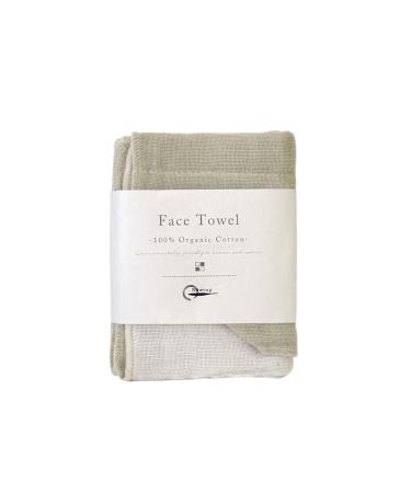 Nawrap 100% Organic Cotton  Face Towel  Green/Ivory