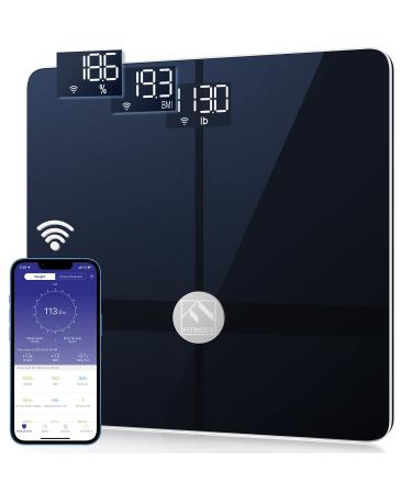 FITINDEX Wi-Fi Scale for Body Weight, Bluetooth Body Fat Scale Smart Digital Weight BMI Scale Bathroom Scale 13 Body Composition Analysis Health Monitor with ITO Coating Technology