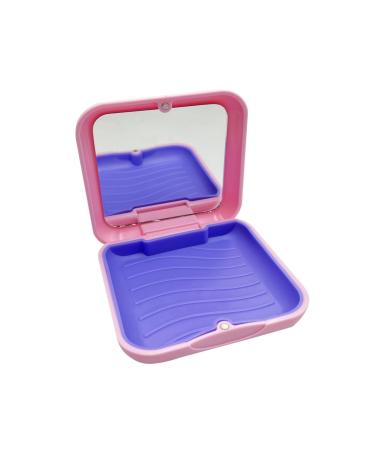 Orthodontic Box with Mirror Denture Box Retainer Case(Pink)