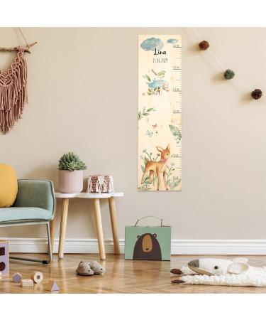 Personalized Children's Yardstick (80-140 cm) - Animal Motifs for Kids' Room Decor - Perfect Birth Gift - Wooden Measure Band - Buy Online on GoSupps.com