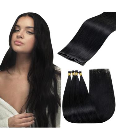 Hetto treat real hair extensions black genius real hair treat extensions remy virgin brown hair cladding black human hair 60 cm #1 25g 60cm 4-1 VGHW #1