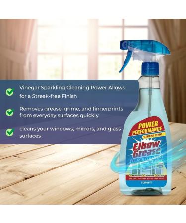 Pack of 2 Elbow Grease Glass Cleaner with Vinegar for Windows and Mirrors - 500 ml - Power Performance Streak Free Window Cleaning Equipment - Buy Online on GoSupps.com