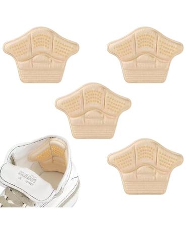Huayuehong 2 Pair Heel Cushion Pads - Heel Grips and Shoe Inserts for Shoes Too Big - Heel Pads Perfect for Ladies Shoes - Advanced Foot Care Shoe Pads (Beige)