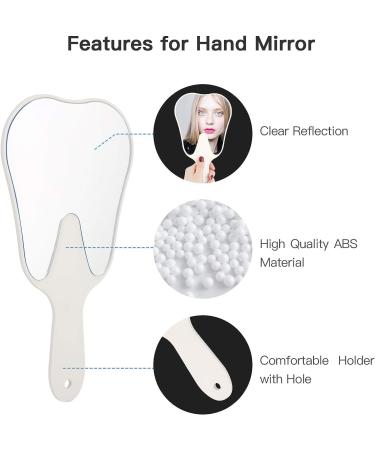 Annhua Handheld Tooth-Shaped Hand Mirror - Small Face Mirror with Handle for Dentist Office, Clinic, Bathroom, Barber & Salon | White - Buy Online on GoSupps.com