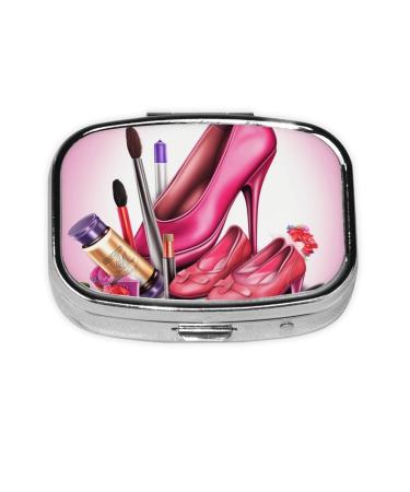 Shoes and Makeup Printed Square Pill Box Portable Travelling Pill Box Medicine Organiser