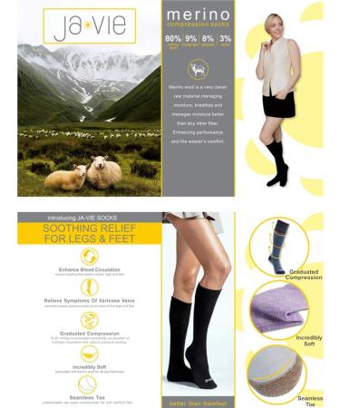 Javie 80% Merino Wool Compression Socks 15-20mmHg - Ultra Soft Graduated Support for Women & Men - Medium Purple - Buy Online on GoSupps.com