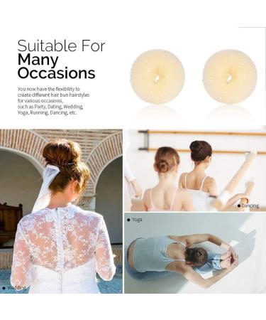 WACURRENTHYD Hair Donut Bun Maker 2PCS Medium 3 Inch Beige - Perfect for Short and Thin Hair - Buy Online on GoSupps.com