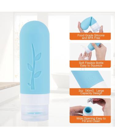 Buy Aiqinu Silicone Travel Bottles Set - 4 Leak-Proof 90ml Containers with Labels & Brush | BPA-Free | Perfect for International Travel - Buy Online on GoSupps.com