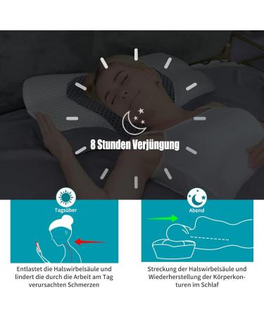 Saheyer Memory Foam Neck Pillow - Ergonomic Shoulder Support for Side Back & Belly Sleepers - Orthopedic Design Gray (63 x 41 x 14/11 cm) - International Shipping Available - Buy Online on GoSupps.com