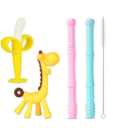 QpenguinBabies Teething Aid Baby 4 Baby Teething Ring Hollow Dental Gel Natural Silicone Teething Ring Baby Cooling - Buy Online on GoSupps.com