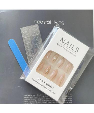 SINLOV Long Almond Fake Nails Glossy Pink Nude Press on False Nails Eyes Ballerina Artificial Finger Nails French Full Cover False Nails for Women and Girls - Buy Online on GoSupps.com