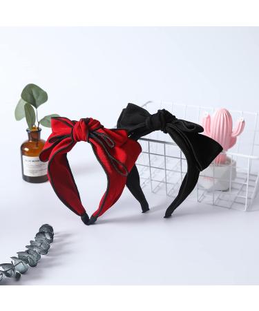 SARTS Double Layered Bow Knot Headband - Red Black Hair Accessories for Women and Girls - Buy Online on GoSupps.com