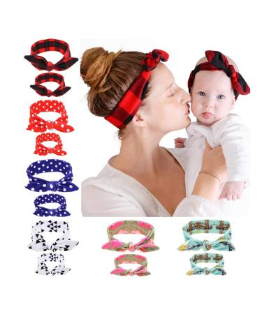 SoulQ 6 Sets Mommy and Me Headbands Hair Band Bow Knot Headbands Baby Hair Accessories Turban Baby Matching Head wrap Set Style a S