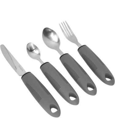 Adaptive Utensils Set - 4 Piece Stainless Steel Cutlery for Arthritis Relief | Ergonomic Knife Fork & Spoon - Buy Online on GoSupps.com