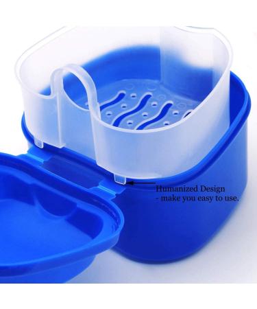 Buddenuu Dark Blue Prosthesis Case & Bath Box - Storage for False Teeth with Sieve & Basket for Travel - Buy Online on GoSupps.com
