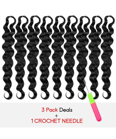 Niseyo Body Wave Braiding Hair 24 Inch Pre-Feathered Ocean Deep Twist Synthetic Hair 9 Bundles (Pack of 3) - Jet Black - Buy Online on GoSupps.com