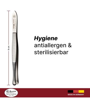 HK Manicure by Hans Kniebes - 9 cm Diabetic & Rounded Eyebrow Tweezers | Premium Stainless Steel from Solingen - International Shipping Available - Buy Online on GoSupps.com