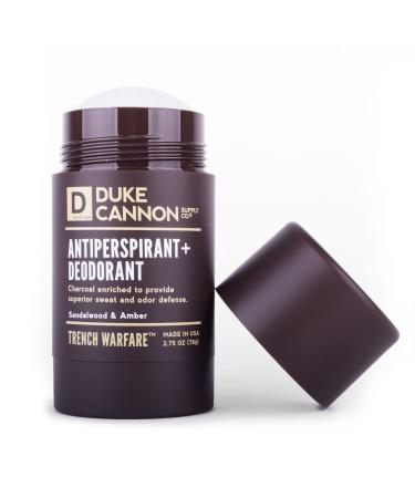 Duke Cannon Supply Co. - Trench Warfare Antiperspirant & Deodorant  Sandalwood & Amber (2.75 oz) Long-Lasting Solid Deodorant for Men for Sweat and Odor Protection 2.75 Ounce (Pack of 1)