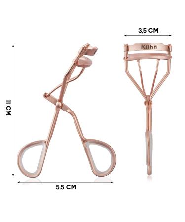 Klihn Exclusive Eyelash Curler - High-Quality Carbon Steel & 8 Extra Rubber Pads | Perfectly Curved Lashes in Rose Gold Matte - Buy Online on GoSupps.com